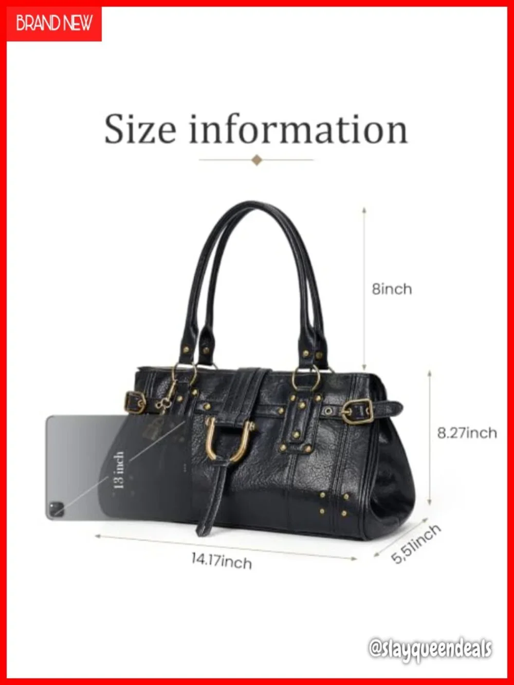 Slouchy Hobo Tote Bag PU Leather Y2K Shoulder Handbag